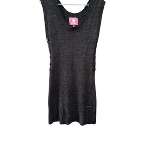 Sakura Small Gray Sheer Button Side Tunic Top